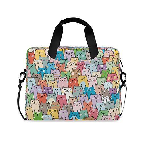 HMZXZ Niedlich Bunt Katzes Laptoptasche 13 14 15.6 Zoll Laptop Tasche Aktentasche Hülle Notebooktasche Schulter Tasche Handtasche für Arbeit Business Uni von HMZXZ