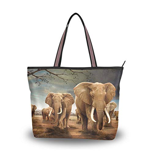 HMZXZ RXYY Afrika Tierwelt Elefant Handtaschen und Geldbörse für Frau Tote Tasche groß Kapazität obenGriff Käufer Schulter Tasche von HMZXZ