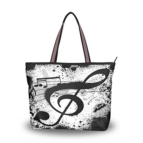 HMZXZ RXYY Musik-Hinweis Kunst Malerei Handtaschen und Geldbörse für Frau Tote Tasche groß Kapazität obenGriff Käufer Schulter Tasche von HMZXZ