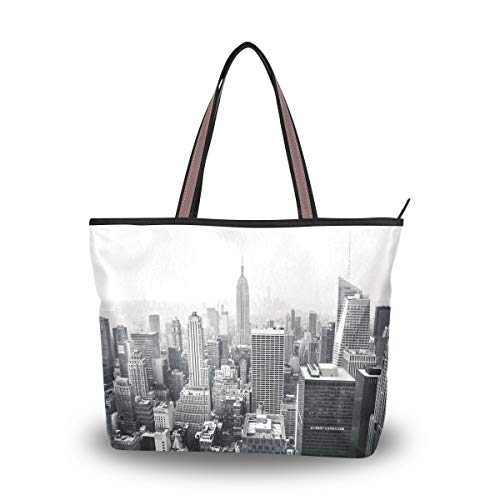 HMZXZ RXYY New York City Schwarz And Weiß Handtaschen und Geldbörse für Frau Tote Tasche groß Kapazität obenGriff Käufer Schulter Tasche von HMZXZ