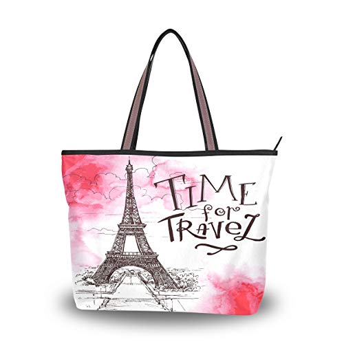 HMZXZ RXYY Paris Aquarell Eiffelturm Handtaschen und Geldbörse für Frau Tote Tasche groß Kapazität obenGriff Käufer Schulter Tasche von HMZXZ