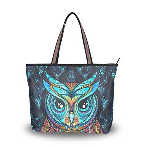 HMZXZ RXYY Stammes Tier Eule Handtaschen und Geldbörse für Frau Tote Tasche groß Kapazität obenGriff Käufer Schulter Tasche von HMZXZ