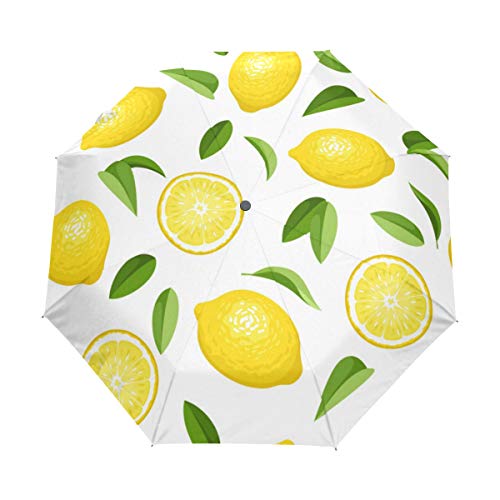 HMZXZ RXYY Tropisch Sommer- Obst Zitrones Falten Auto Öffnen Schließen Regenschirm für Frauen Männer Jungs Mädchen Winddicht Kompakt Reise Leicht Regen Regenschirm von HMZXZ