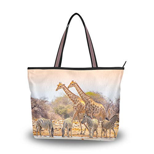 HMZXZ RXYY afrikanisch Giraffes Zebras Handtaschen und Geldbörse für Frau Tote Tasche groß Kapazität obenGriff Käufer Schulter Tasche von HMZXZ