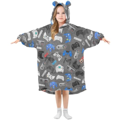 HMZXZ Video Spiel Regler Geräte Kinder Tragbar Decke Kapuzenpullover Übergroß Sweatshirt Blanket Pullover für 3-14 Jahr Jungen Mädchen von HMZXZ