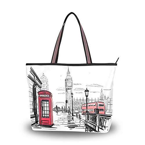 HMZXZ Watercolor London City Big Ben Handtaschen und Geldbörse für Frauen Tote Bag Große Kapazität Top Griff Shopper Schultertasche, Mehrfarbig - mehrfarbig - Größe: Large von HMZXZ