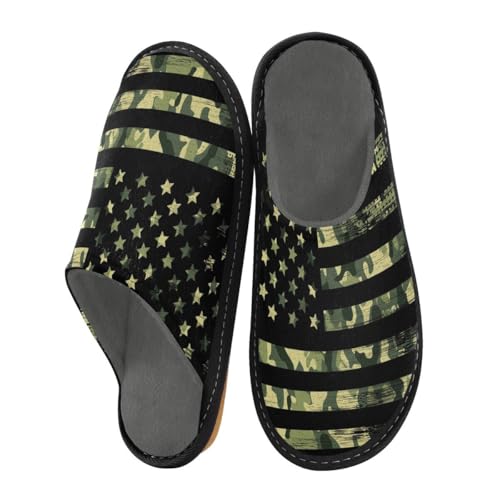 Hausschuhe mit amerikanischer Flagge für Herren und Damen, Camouflage, Hausschuhe, Hausschuhe, Socken, Hausschuhe, Schlafzimmer, Reisen, Schuhverwendung, multi, 38/39 EU von HMZXZ