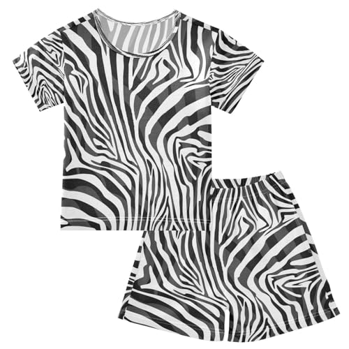Kinder Kurze Pyjama-Set Abstrakt Zebra Haut Muster Mädchen Jungen Schlafanzug Set Baumwolle Sommer Nachtwäsche-Set Tier Haut Kinder Kurze Pyjama-Set Abstrakt Zebra Haut Muster Mädchen Jungen Schlafanzug Set Baumwolle Sommer Nachtwäsche-Set Tier Haut von HMZXZ