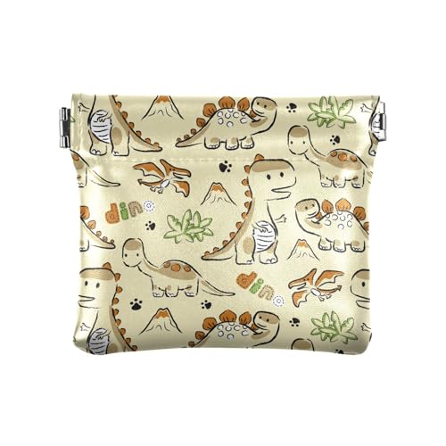 Kleine Geldbörse aus PU-Leder, Dinosaurier-Cartoon-Dino-Quetsch-Münztasche mit Schnappverschluss, Mini-Geldbörse, Kleingeldtasche für Münzen, Karten und wichtige Dinge, multi, Modern von HMZXZ