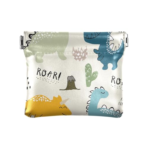 Kleine Geldbörse aus PU-Leder, Dinosaurier-Design, mit Schnappverschluss, Mini-Geldbörse, Kleingeldtasche für Münzen, Karten und wichtige Dinge, multi, Modern von HMZXZ
