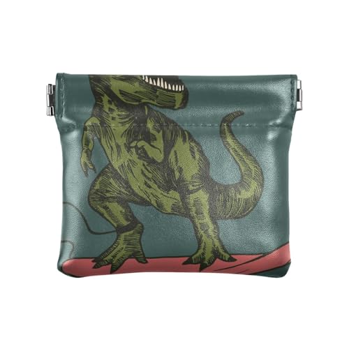 Kleine Geldbörse aus PU-Leder, lustige Dinosaurier-Münztasche mit Schnappverschluss, Dinosaurier-Design, Mini-Geldbörse, Kleingeldtasche für Münzen, Karten und wichtige Dinge, multi, Modern von HMZXZ