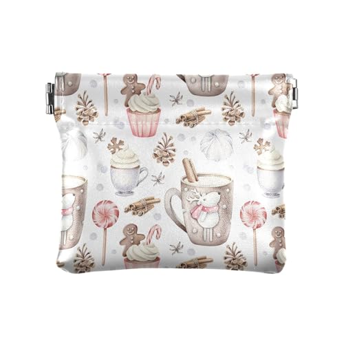 Kleine Geldbörse aus PU-Leder für Weihnachten, Cupcakes, Süßigkeiten, Münzbeutel mit Schnappverschluss, Mini-Geldbörse, Kleingeldtasche für Münzen, Karten und wichtige Dinge, multi, Modern von HMZXZ