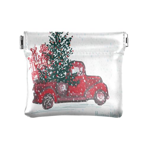 Kleine Geldbörse aus PU-Leder für Weihnachten, LKW, Geschenk, Baum, mit Schnappverschluss, Schneemann, Mini-Geldbörse, Kleingeldtasche für Münzen, Karten und wichtige Dinge, multi, Modern von HMZXZ