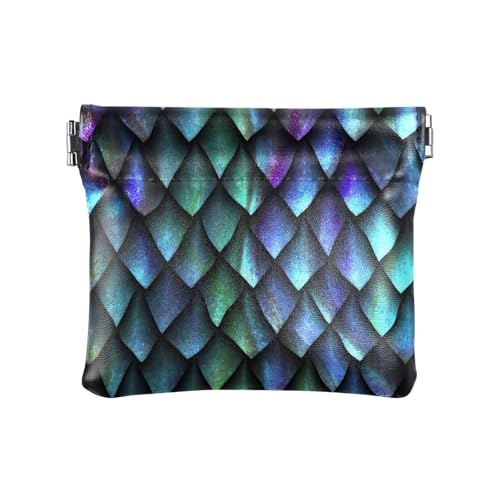 Kleine Geldbörse aus PU-Leder mit Drachenschuppen, mit Schnappverschluss, Motiv: Tiere, Dinosaurier, Mini-Geldbörse, Kleingeldtasche für Münzen, Karten und wichtige Dinge, multi, Modern von HMZXZ