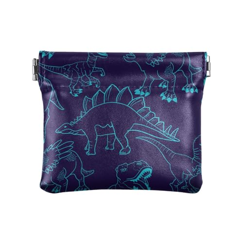 Kleine Münzbörse aus PU-Leder, Tier-Dino-Münztasche mit Schnappverschluss, Dinosaurier-Mini-Geldbörse, Kleingeldtasche für Münzen, Karten und wichtige Dinge, multi, Modern von HMZXZ