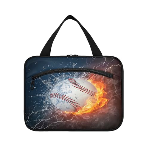 Kulturbeutel zum Aufhängen, für Damen, Herren, Jungen, Mädchen, Ball, Baseball, wasserdicht, Kosmetiktasche, Make-up-Tasche, Kulturbeutel, Organizer für Reiseutensilien, Flasche, multi, M von HMZXZ