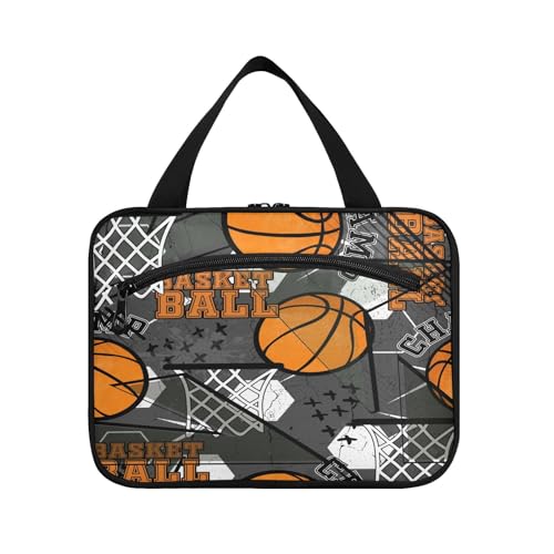 Kulturbeutel zum Aufhängen, für Damen, Herren, Jungen, Mädchen, Basketball, modern, wasserdicht, Kosmetiktasche, Make-up-Tasche, Kulturbeutel, Organizer für Reiseutensilien, Flasche, multi, M von HMZXZ