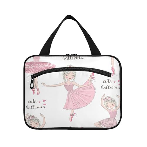 Kulturbeutel zum Aufhängen, für Damen, Herren, Jungen, Mädchen, Cartoon-Ballerinas, schönes Herz, wasserdicht, Kosmetiktasche, Kulturbeutel, Organizer für Reiseutensilien, Flasche, multi, M von HMZXZ