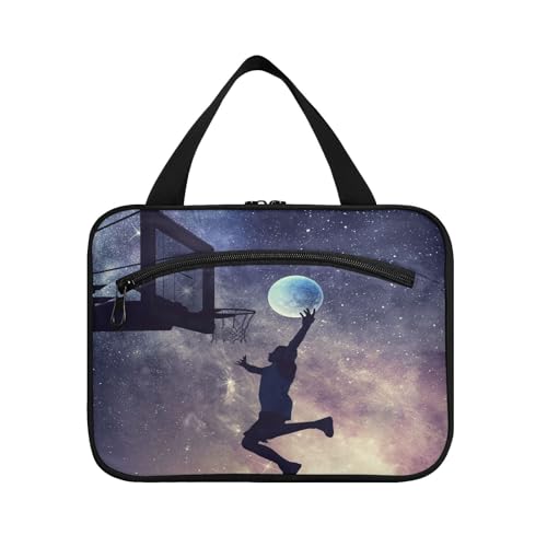 Kulturbeutel zum Aufhängen, für Damen, Herren, Jungen, Mädchen, Galaxie, Basketball, Planet, wasserdichte Kosmetiktasche, Make-up-Tasche, Kulturbeutel, Organizer für Reiseutensilien, Flasche, multi, M von HMZXZ