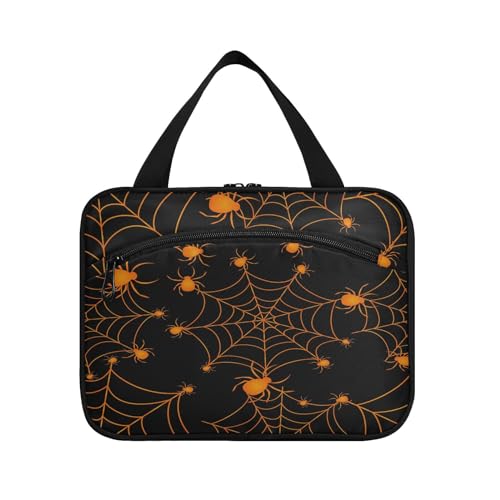 Kulturbeutel zum Aufhängen, für Damen, Herren, Jungen, Mädchen, Halloween-Spinne, schwarz, wasserdicht, Kosmetiktasche, Make-up-Tasche, Kulturbeutel, Organizer für Reiseutensilien, Flasche, multi, M von HMZXZ