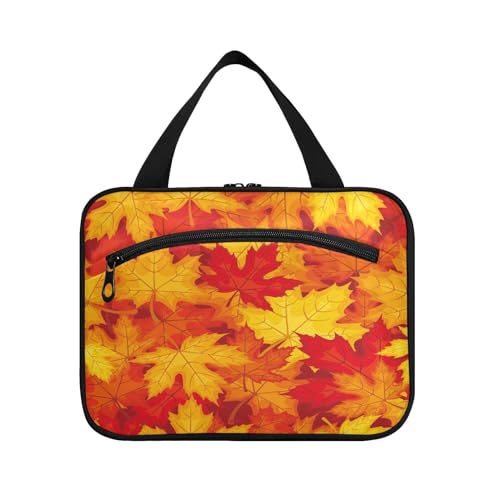 Kulturbeutel zum Aufhängen, für Damen, Herren, Jungen, Mädchen, Herbst-Ahornblätter, wasserdichte Kosmetiktasche, Make-up-Tasche, Kulturbeutel, Organizer für Reiseutensilien, Flasche, multi, M von HMZXZ