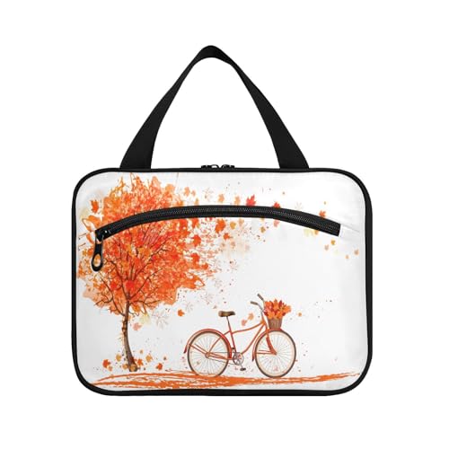 Kulturbeutel zum Aufhängen, für Damen, Herren, Jungen, Mädchen, Herbstbaum, Fahrrad, wasserdichte Kosmetiktasche, Make-up-Tasche, Kulturbeutel, Organizer für Reiseutensilien, Flasche, multi, M von HMZXZ