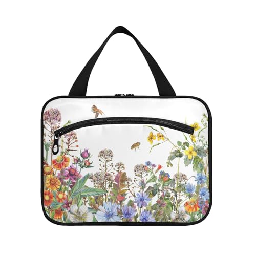 Kulturbeutel zum Aufhängen, für Damen, Herren, Jungen, Mädchen, Kräuter, Wildblumen, Blätter, wasserdichte Kosmetiktasche, Make-up-Tasche, Kulturbeutel, Organizer für Reiseutensilien, Flasche, multi, von HMZXZ