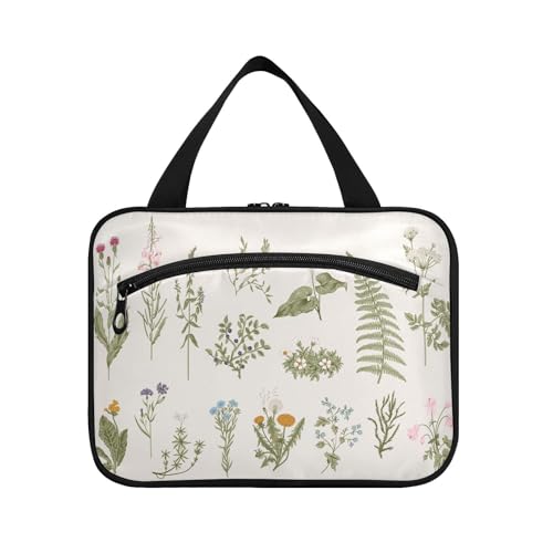 Kulturbeutel zum Aufhängen, für Damen, Herren, Jungen, Mädchen, Kräuter und Wildblumen, Vintage-Blumen, wasserdichte Kosmetiktasche, Make-up-Tasche, Kulturbeutel, Organizer für Reiseutensilien, von HMZXZ