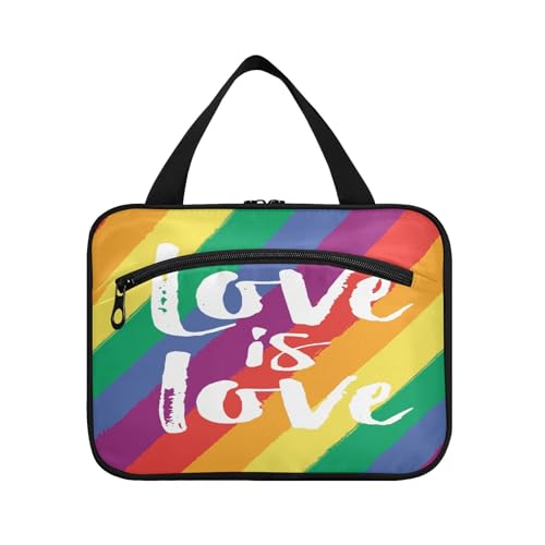 Kulturbeutel zum Aufhängen, für Damen, Herren, Jungen, Mädchen, Love is Love, LGBT, wasserdichte Kosmetiktasche, Make-up-Tasche, Kulturbeutel, Organizer für Reiseutensilien, Flasche, multi, M von HMZXZ