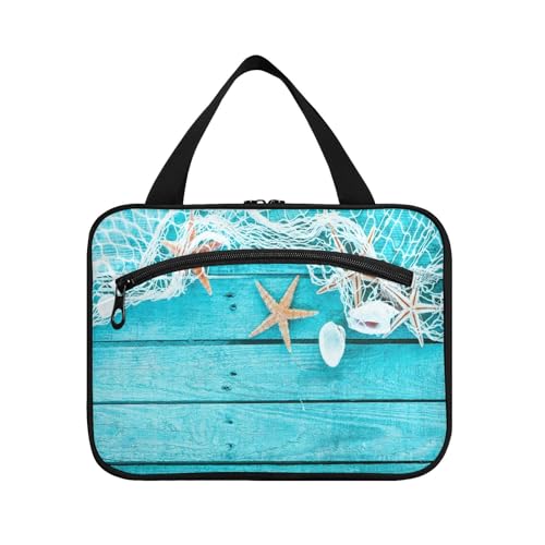 Kulturbeutel zum Aufhängen, für Damen, Herren, Jungen, Mädchen, Ozean, Strand, Seestern, wasserdicht, Kosmetiktasche, Make-up-Tasche, Kulturbeutel, Organizer für Reiseutensilien, Flasche, multi, M von HMZXZ