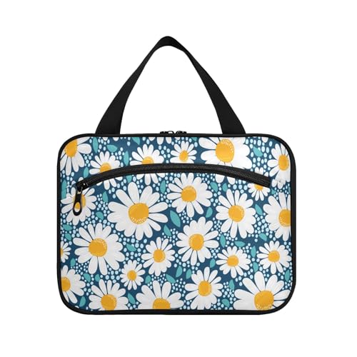 Kulturbeutel zum Aufhängen, für Damen, Herren, Jungen, Mädchen, Sommer, Gänseblümchen, wasserdicht, Kosmetiktasche, Make-up-Tasche, Kulturbeutel, Organizer für Reiseutensilien, Flasche, multi, L von HMZXZ