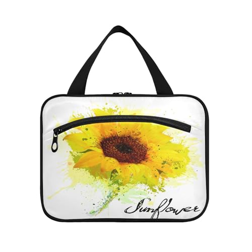 Kulturbeutel zum Aufhängen, für Damen, Herren, Jungen, Mädchen, Sonnenblumenkunst, Malerei, wasserdicht, Kosmetiktasche, Make-up-Tasche, Kulturbeutel, Organizer für Reiseutensilien, Flasche, multi, M von HMZXZ