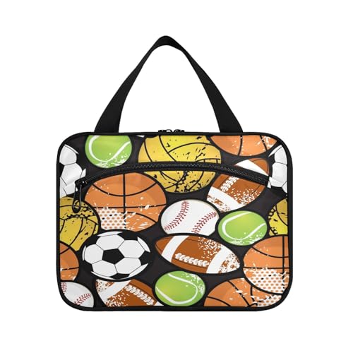 Kulturbeutel zum Aufhängen, für Damen, Herren, Jungen, Mädchen, Sport, Ball, Basketball, wasserdicht, Kosmetiktasche, Make-up-Tasche, Kulturbeutel, Organizer für Reiseutensilien, Flasche, multi, M von HMZXZ