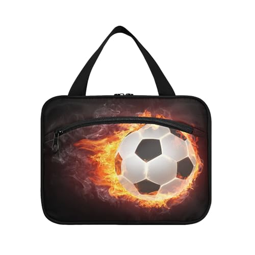 Kulturbeutel zum Aufhängen, für Damen, Herren, Jungen, Mädchen, Sport, Ball, Fußball, Fußball, wasserdicht, Kosmetiktasche, Make-up-Tasche, Kulturbeutel, Organizer für Reiseutensilien, Flasche, multi, von HMZXZ