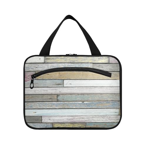 Kulturbeutel zum Aufhängen, für Damen, Herren, Jungen, Mädchen, Strand, Holzwand, wasserdicht, Kosmetiktasche, Make-up-Tasche, Kulturbeutel, Organizer für Reiseutensilien, Flasche, multi, L von HMZXZ