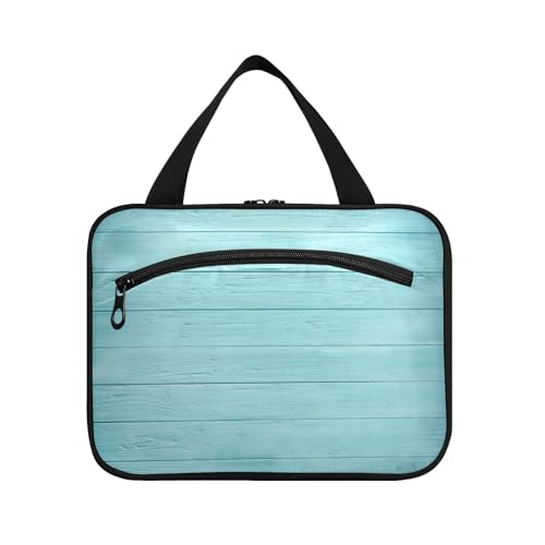 Kulturbeutel zum Aufhängen, für Damen, Herren, Jungen, Mädchen, Strand, blau, Holz, wasserdicht, Kosmetiktasche, Make-up-Tasche, Kulturbeutel, Organizer für Reiseutensilien, Flasche, multi, L von HMZXZ