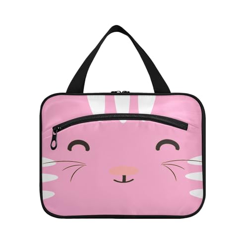 Kulturbeutel zum Aufhängen, für Damen, Herren, Jungen, Mädchen, Tier, rosa Katze, wasserdicht, Kosmetiktasche, Make-up-Tasche, Kulturbeutel, Organizer für Reiseutensilien, Flasche, multi, M von HMZXZ