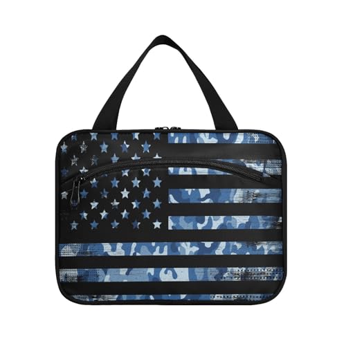 Kulturbeutel zum Aufhängen, für Damen, Herren, Jungen, Mädchen, USA-Flagge, Camouflage, wasserdicht, Kosmetiktasche, Kulturbeutel, Organizer für Reiseutensilien, Flasche, multi, L von HMZXZ