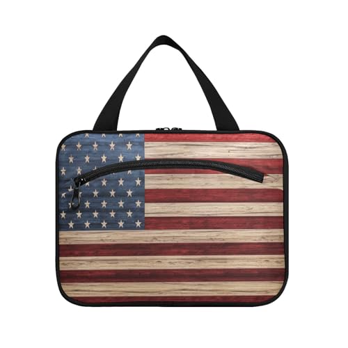 Kulturbeutel zum Aufhängen, für Damen, Herren, Jungen, Mädchen, USA-Flagge, coole, moderne amerikanische Flagge, wasserdichte Kosmetiktasche, Make-up-Tasche, Kulturbeutel, Organizer für von HMZXZ