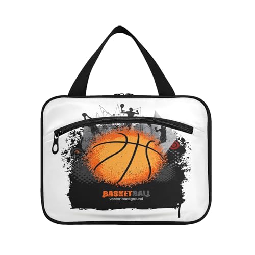 Kulturbeutel zum Aufhängen, für Damen, Herren, Jungen, Mädchen, abstrakter Ball, Basketball, wasserdicht, Kosmetiktasche, Make-up-Tasche, Kulturbeutel, Organizer für Reiseutensilien, Flasche, multi, M von HMZXZ