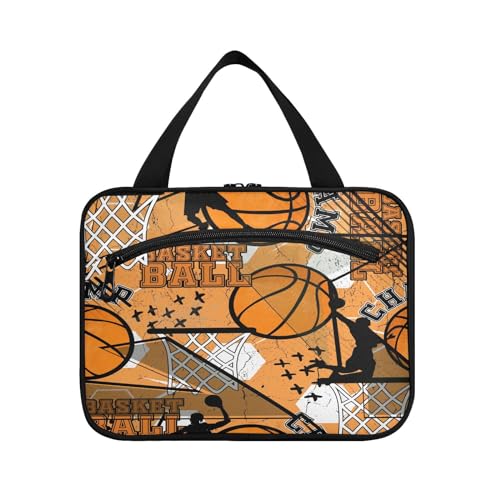 Kulturbeutel zum Aufhängen, für Damen, Herren, Jungen, Mädchen, abstrakter Basketball, modern, wasserdicht, Kosmetiktasche, Make-up-Tasche, Organizer für Reiseutensilien, Flasche, multi, L von HMZXZ