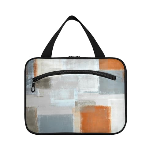 Kulturbeutel zum Aufhängen, für Damen, Herren, Jungen, Mädchen, beige/grau, abstrakt, wasserdicht, Kosmetiktasche, Make-up-Tasche, Kulturbeutel, Organizer für Reiseutensilien, Flasche, multi, M von HMZXZ