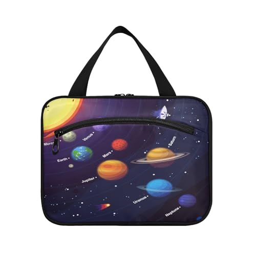 Kulturbeutel zum Aufhängen, für Damen, Herren, Jungen, Mädchen, bunte Planeten, kosmische Elemente, wasserdichte Kosmetiktasche, Kulturbeutel, Organizer für Reiseutensilien, Flasche, multi, L von HMZXZ