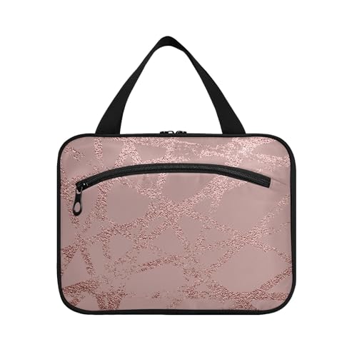 Kulturbeutel zum Aufhängen, für Damen, Herren, Jungen, Mädchen, goldfarbene Textur, luxuriöse Rose, wasserdichte Kosmetiktasche, Make-up-Tasche, Kulturbeutel, Organizer für Reiseutensilien, Flasche, von HMZXZ