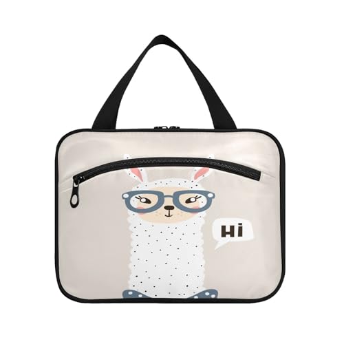 Kulturbeutel zum Aufhängen, für Damen, Herren, Jungen, Mädchen, niedliches Lama, wasserdicht, Kosmetiktasche, Make-up-Tasche, Kulturbeutel, Organizer für Reiseutensilien, Flasche, multi, M von HMZXZ