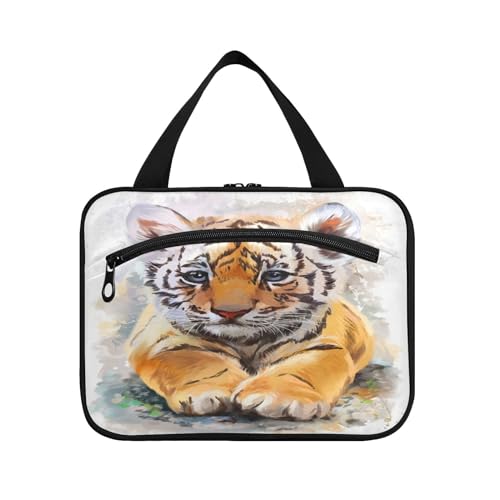 Kulturbeutel zum Aufhängen, für Damen, Herren, Jungen, Mädchen, niedliches Tier-Tigergemälde, wasserdicht, Kosmetiktasche, Make-up-Tasche, Kulturbeutel, Organizer für Reiseutensilien, Flasche, multi, von HMZXZ