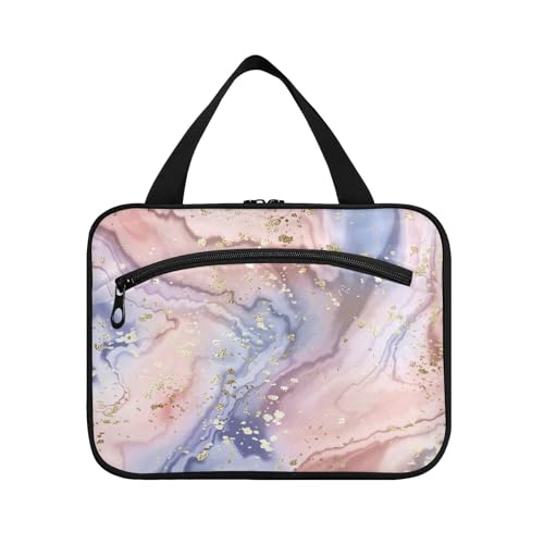 Kulturbeutel zum Aufhängen, für Damen, Herren, Jungen, Mädchen, rosa und goldfarben, Marmor, wasserdicht, Kosmetiktasche, Make-up-Tasche, Kulturbeutel, Organizer für Reiseutensilien, Flasche, multi, L von HMZXZ