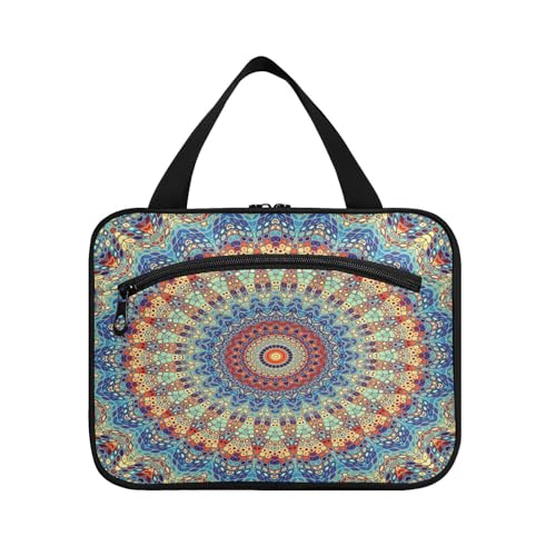 Kulturbeutel zum Aufhängen, für Damen, Herren, Jungen, Mädchen, rundes Mandala-Ornament, wasserdicht, Kosmetiktasche, Make-up-Tasche, Kulturbeutel, Organizer für Reiseutensilien, Flasche, multi, M von HMZXZ