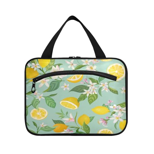 Kulturbeutel zum Aufhängen, für Damen, Herren, Jungen, Mädchen, tropische Zitronenblume, wasserdichte Kosmetiktasche, Make-up-Tasche, Kulturbeutel, Organizer für Reiseutensilien, Flasche, multi, L von HMZXZ