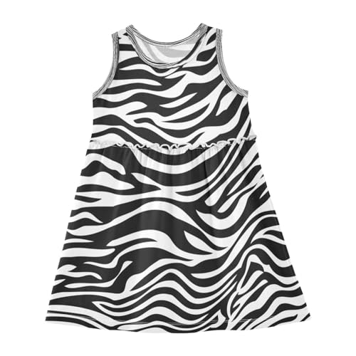 Mädchen Kleider Zebra Haut Textur Ärmellos Kleid Sommerkleid Baumwolle Casual Kleid für 2-8 Jahre Tier Streifen Haut von HMZXZ